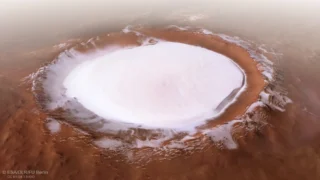 The Korolev crater, an 82-kilometre-across feature found in the northern lowlands of Mars.